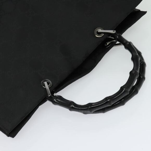 GUCCI Bamboo GG Canvas Hand Bag Nylon Black Silver - Picture 6 of 16